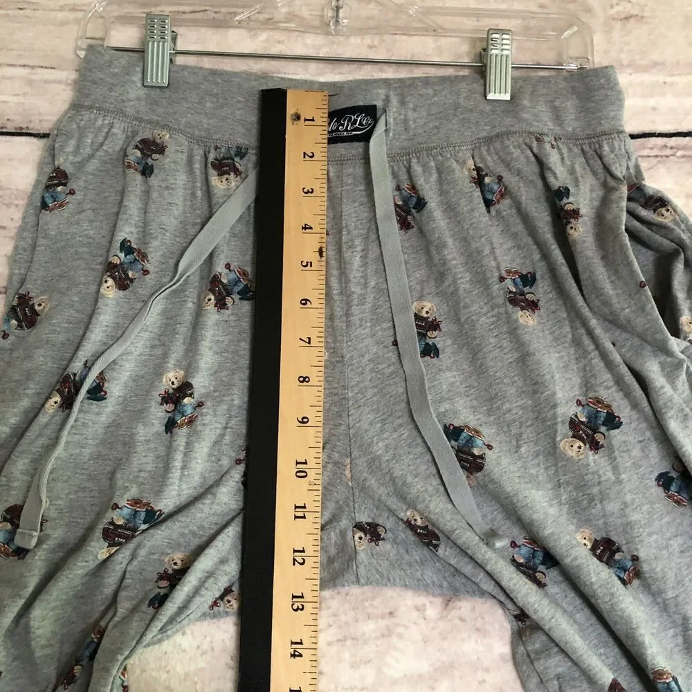 Polo Ralph Lauren Pajama Pants Mens M Gray Teddy Bear Sleep Loungewear Joggers